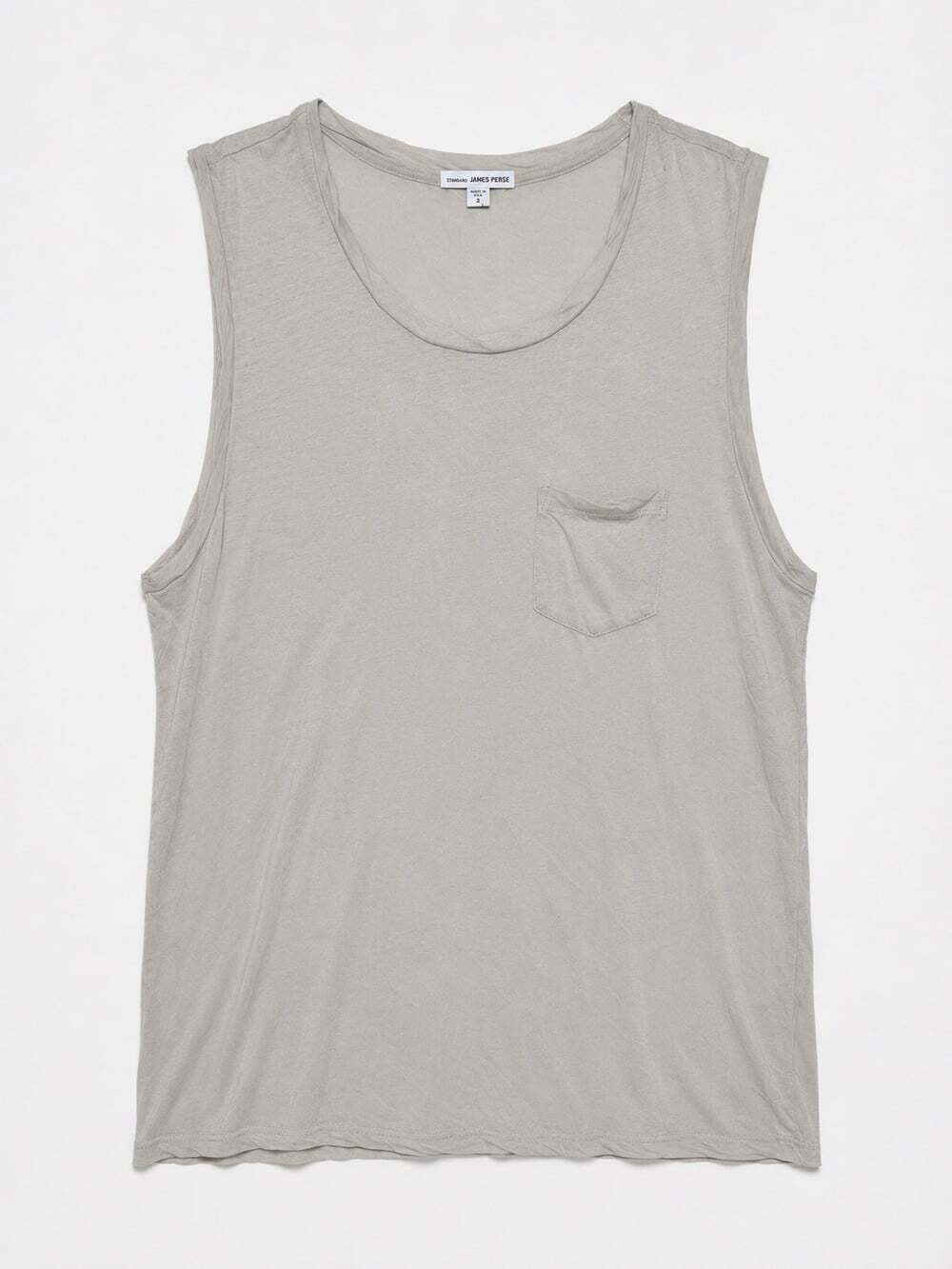 James Perse Standard Muscle Pocket Tank Top gray Scoop Neck Cotton Size 3 Large